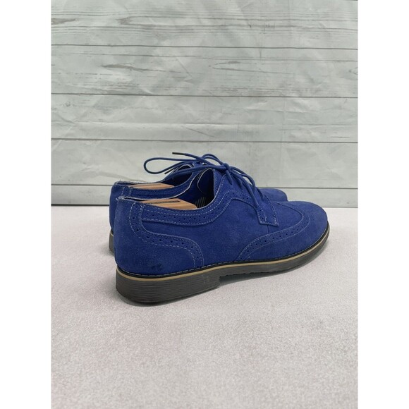 Alpine Swiss Beau Genuine Leather Blue Suede Wingtip Brogue Oxford S817 Size 10 - Picture 4 of 15